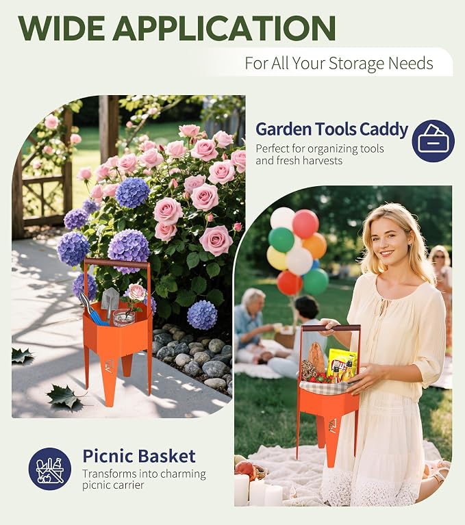 Planter with Stand, Metal 2 in 1 Portable Planter with Grow Bags & Handle - Image 5