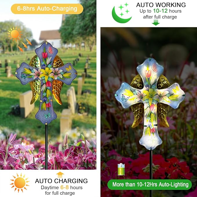 Solar Cross Garden Stake Lights - Image 3