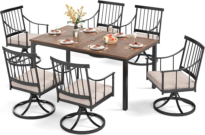PHI VILLA 7 Pieces Outdoor Dining Set by PHIVILLAThepioneerofcomfortablehouseholdsupplies