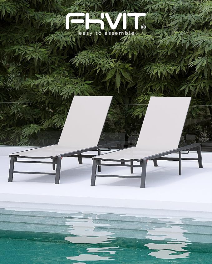 Aluminum Chaise Lounge Chair Outdoor, Foldable Patio Lounge Chair 2 Sets - Image 8