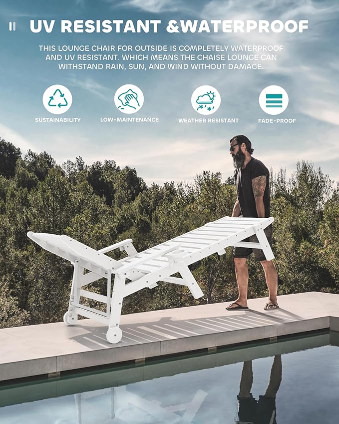 SERWALL Patio Chaise Lounge Chair Set of 2 - Image 7