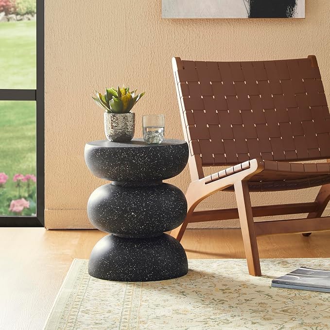 Glitzhome Outdoor Side Table Set of 2, Heavy Duty Indoor Outdoor Round Planter - Image 7