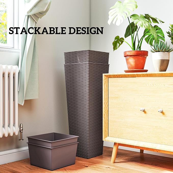 Outsunny 32 Inch Tall Planters for Outdoor Plants, Stackable Tapered Planters - Image 8