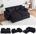 84.6” Corduroy Loveseat with Ottoman, Oversized Double Chaise Lounge Chair by ZXDesign