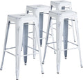 Flash Furniture Kai Commercial Grade 4 Pack 30" High Backless Distressed White by FlashFurniture