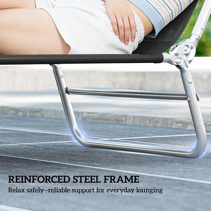 Outsunny Folding Chaise Lounge Chair, Pool Sun Tanning Chair, Outdoor Lounge - Image 7