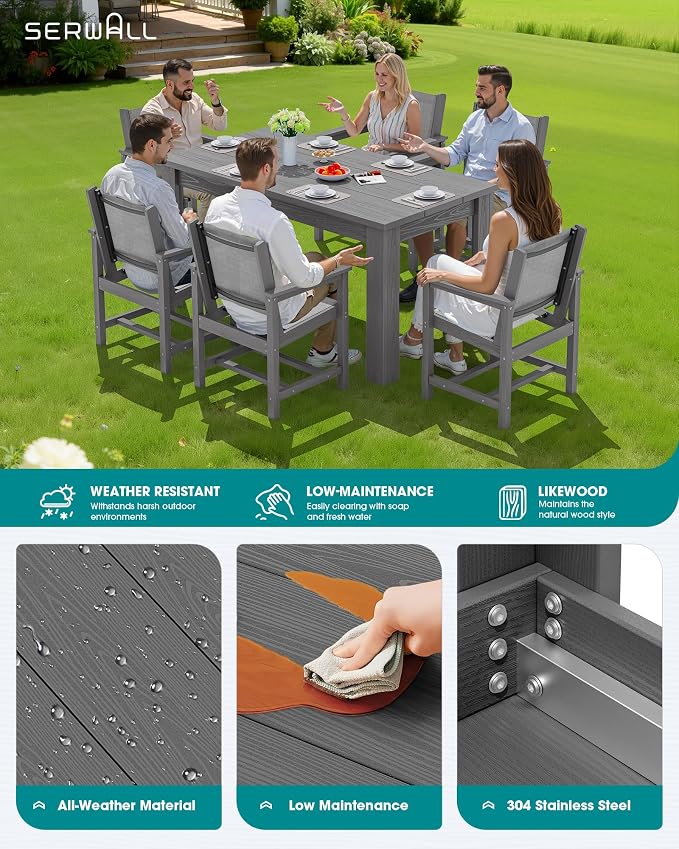 SERWALL 10 Piece Outdoor Dining Table Sets - Image 3