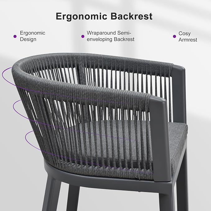 PURPLE LEAF Counter Height Bar Stools Set of 4 Rattan Bar Stools - Image 8
