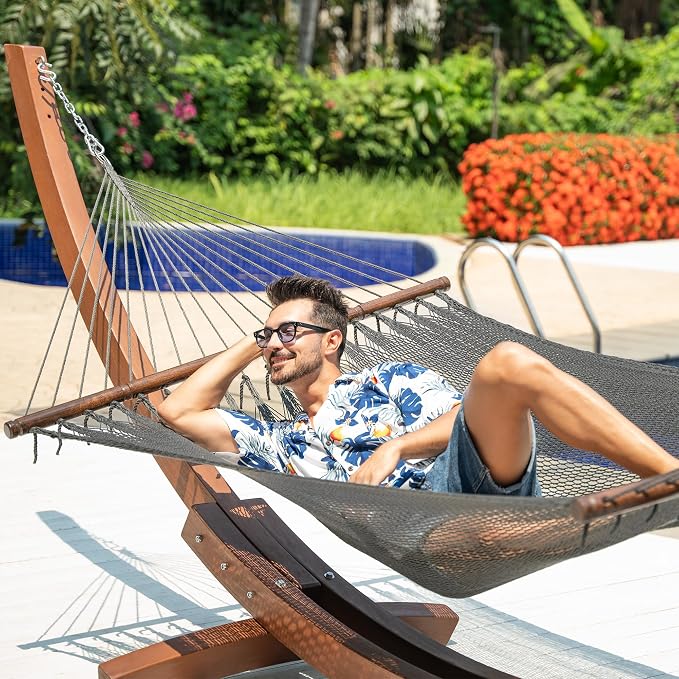 Lazy Daze Hammocks 10.5 FT Double 2 Person Caribbean Rope Hammock, Hand Woven - Image 8