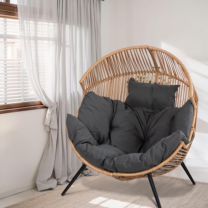 Shintenchi Wicker Egg Chair Rattan Patio Chair - Image 6