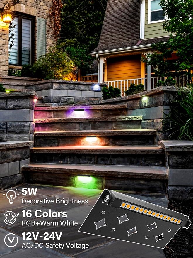 5W RGB Retaining Wall Lights 7 inch LED Hardscape Lighting Color Changing Low - Image 2