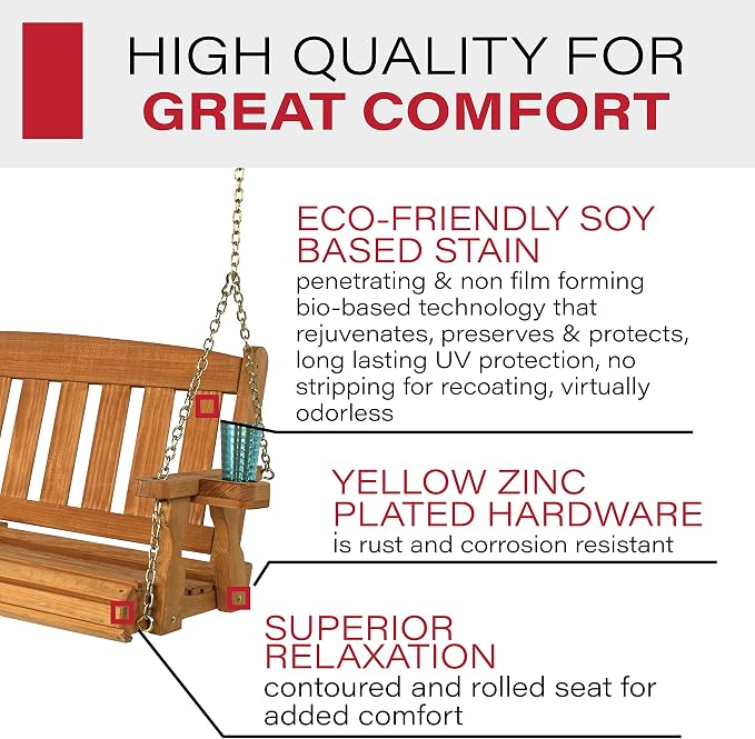 Amish Casual Heavy Duty 800 Lb Mission Treated Porch Swing - Image 3