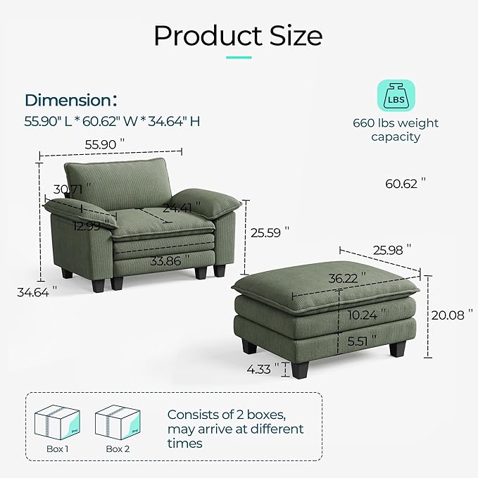 LINSY HOME Cloud Sofa Accent Chair - Image 2