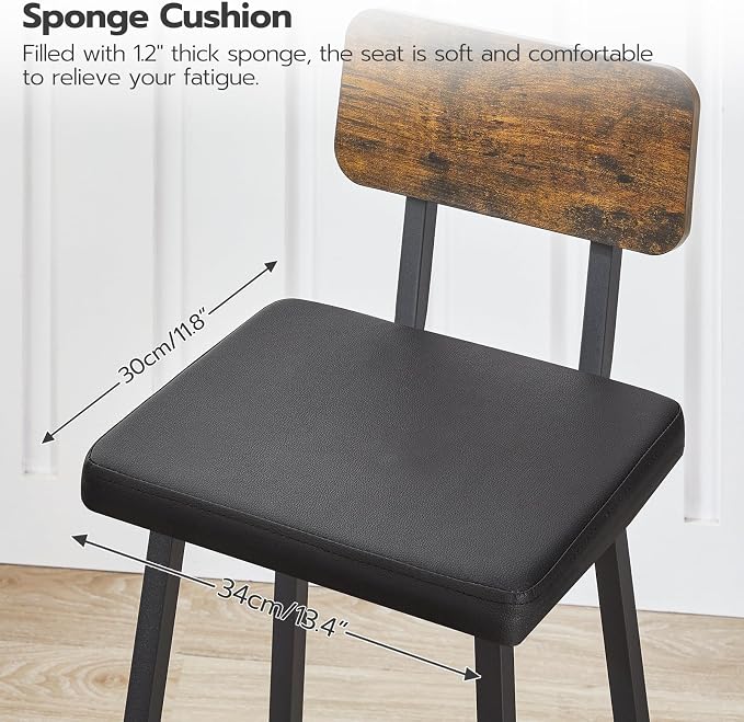 HOOBRO Black Bar Stools, Kitchen Breakfast Stools - Image 7
