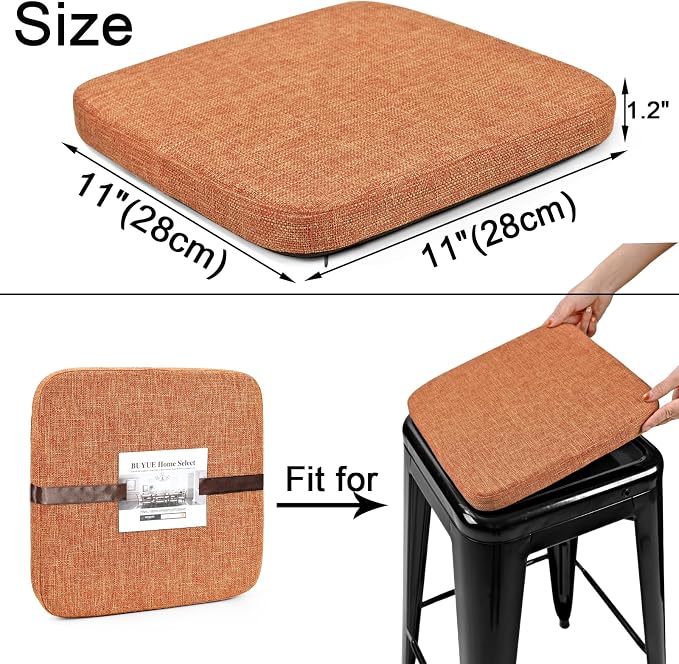 BUYUE Friendly Woven Fabric Magnetic Bar Stool Cushions Set of 4, Enhanced - Image 4