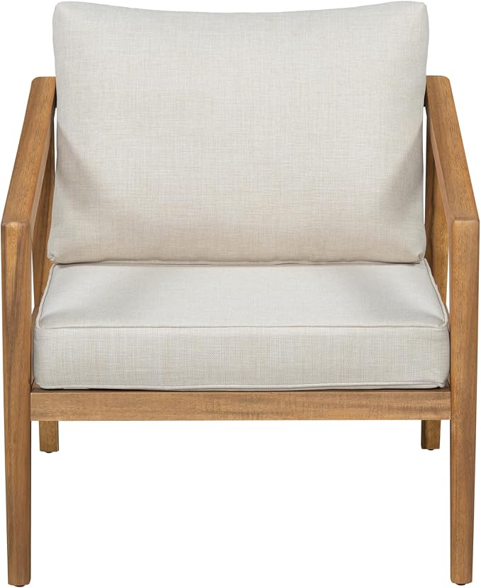 Christopher Knight Home Set of 2 Leland Patio Furniture Acacia Wood Club Chairs - Image 5