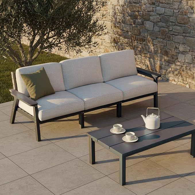 Patio Furniture Set 3 Seats, HDPE Outdoor Sectional by PatioKingdom