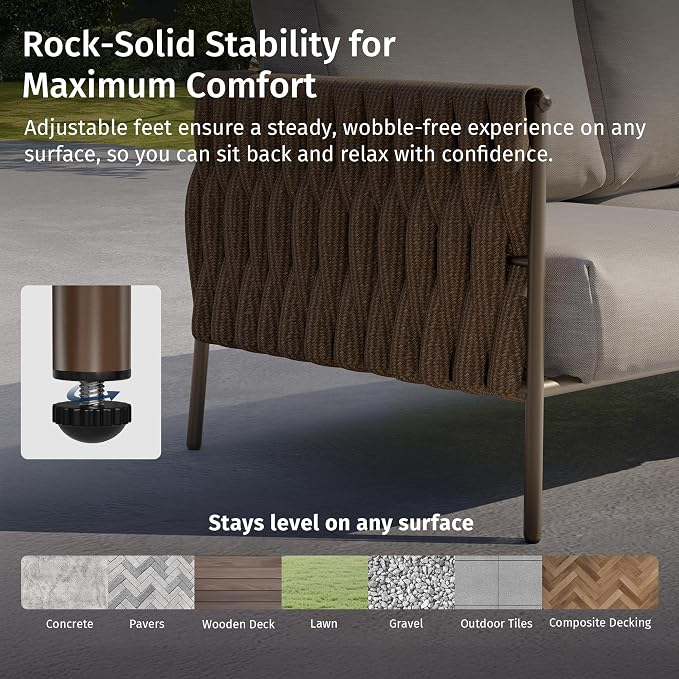 East Oak 3-Piece Patio Furniture Set | Armchairs & Coffee Table | Outdoor - Image 5