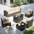 Aoxun Patio Furniture Set with Fire Pit Table, 8 Piece Outdoor Sectional Sofas by Aoxun