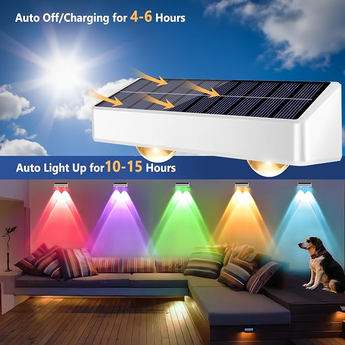 Brizled White Solar Fence Lights Outdoor, 11 Modes & 9 Colors Color Changing - Image 6