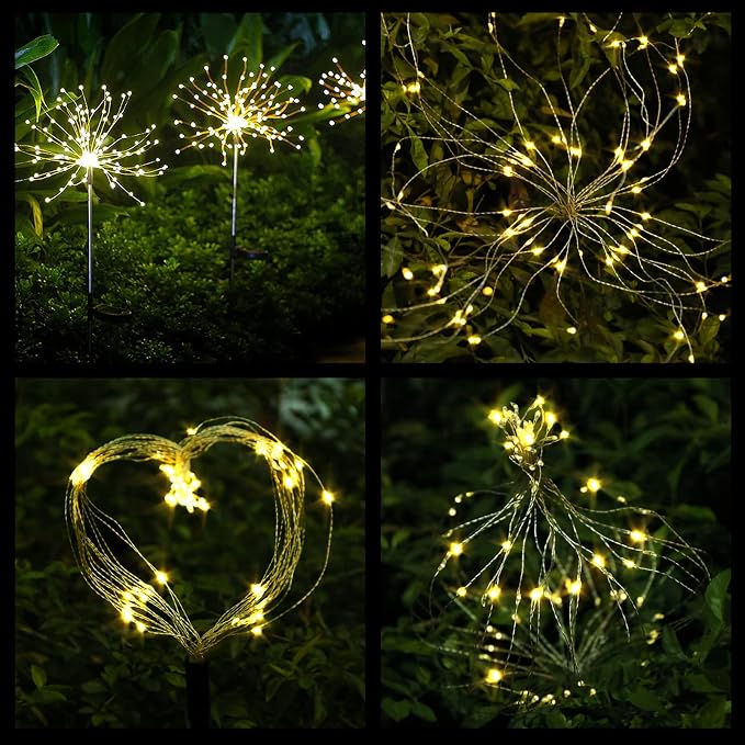 FOOING 6 Pcs Solar Garden Lights Solar Firework Lights, 200 LED String Light 2 - Image 7