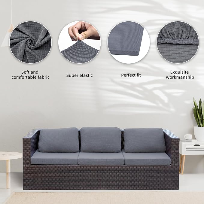 8Pcs Stretch Patio Cushion Covers, Outdoor Couch Covers Replacement, Outdoor - Image 3