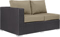 Modway Convene Wicker Rattan Outdoor Patio Left Arm Loveseat in Espresso Mocha by Modway