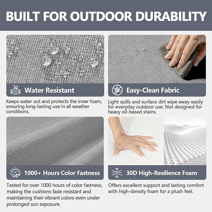 Goodgoods 24 x 24 Outdoor Patio Deep Seat Cushions 2-Pack, 1000+ Hours - Image 3
