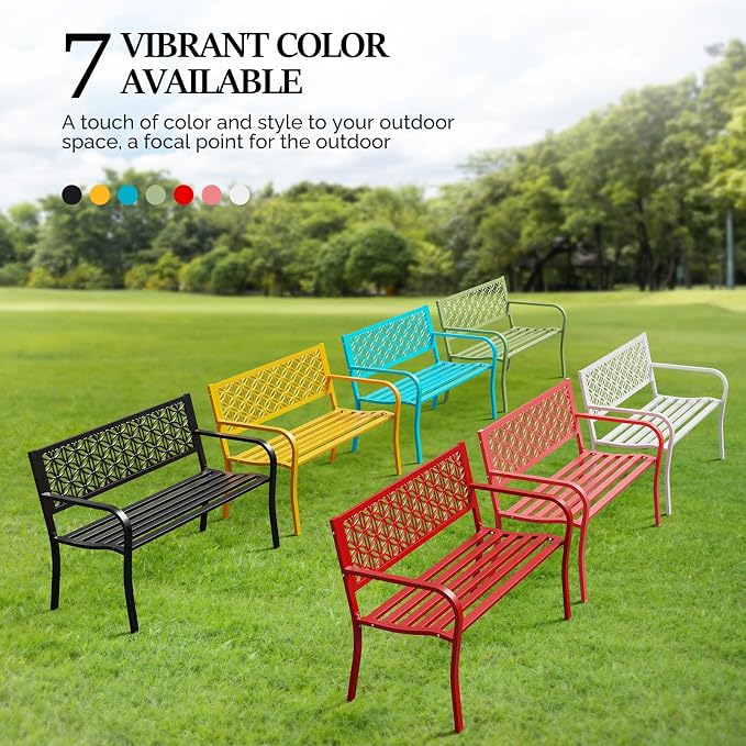 VINGLI 50" Outdoor Bench Metal - Image 7