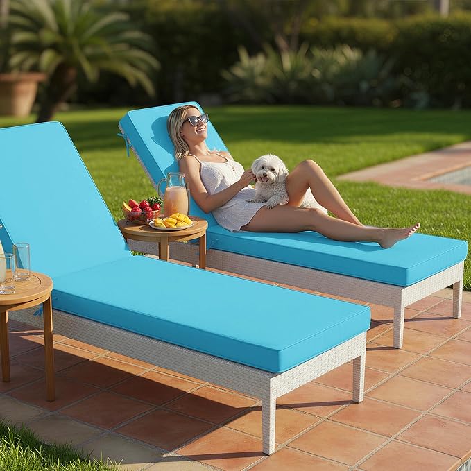 Chaise Lounge Cushions Outdoor Set of 2 - Image 2