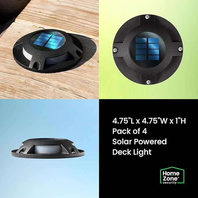 Home Zone Security 4 Packs Solar Deck Light Outdoor 40 Lumens Total Waterproof - Image 5