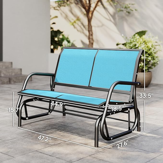 Outsunny 2-Person Outdoor Glider Bench, Patio Double Swing Rocking Chair - Image 3