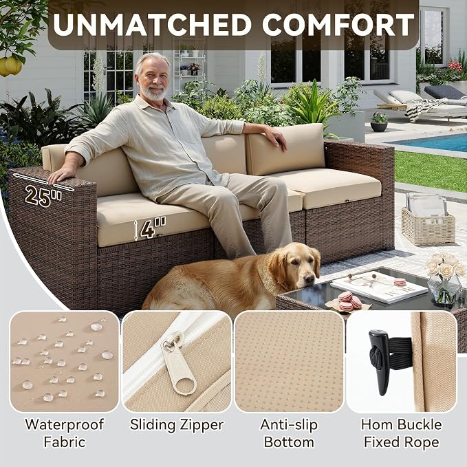 Aoxun Patio Furniture Sets, 8-Piece Outdoor Patio Furniture - Image 4