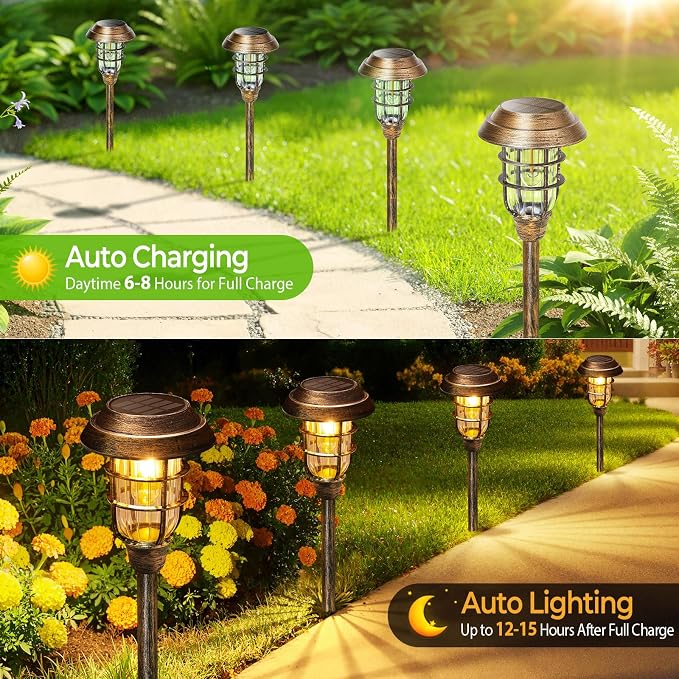 LETMY Solar Outdoor Lights, 8 Pack Bright Solar Pathway Lights Outdoor - Image 2