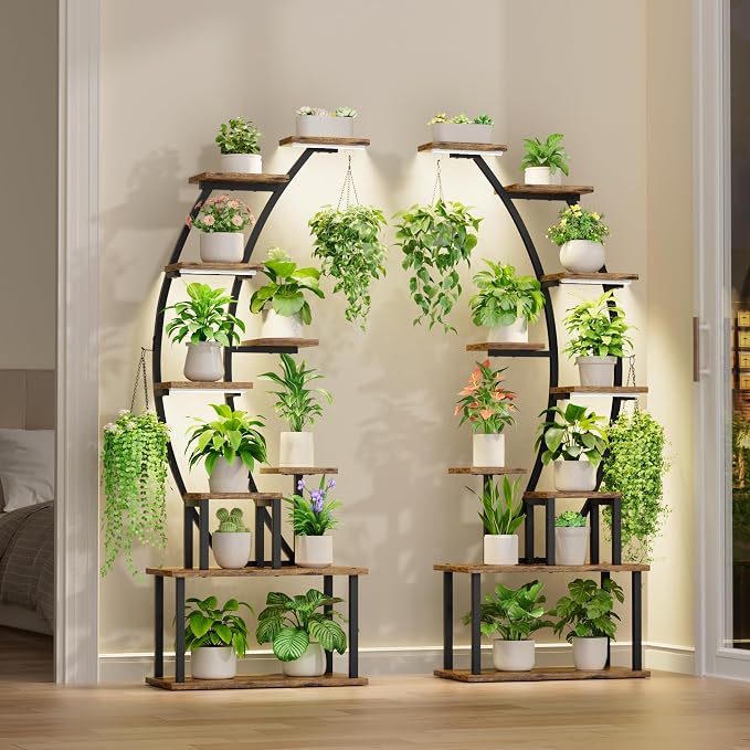Plant Stand Indoor with Grow Lights, 9 Tiered Corner Plant Holder, Large Flower - Image 4