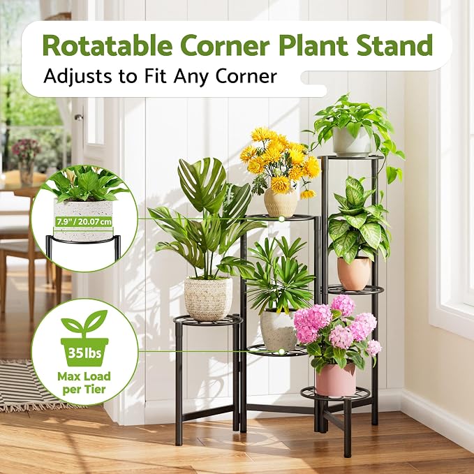 6 Tier Metal Plant Stands Outdoor Indoor, Heavy Duty Flower Pot Holder Potted - Image 2
