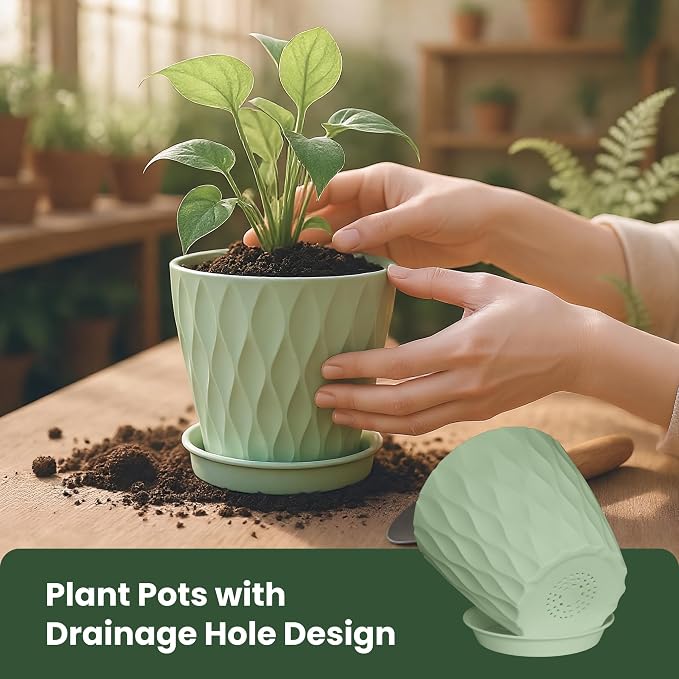 Plastic Plant Pots, 7/6.5/6/5.5/5/4.5/4 inch Flower Pots - Image 3