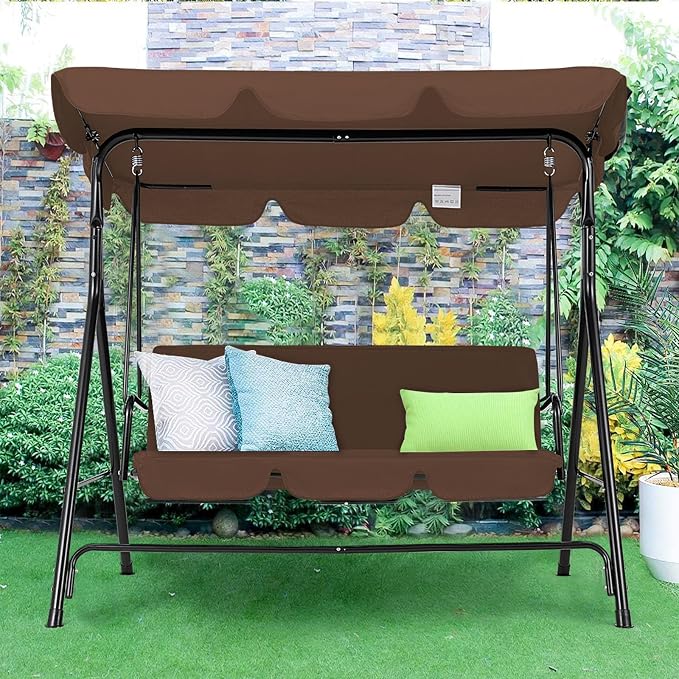 AECOJOY Porch Swing with Stand. 3-Seat Outdoor Clearance Porch Swings - Image 5