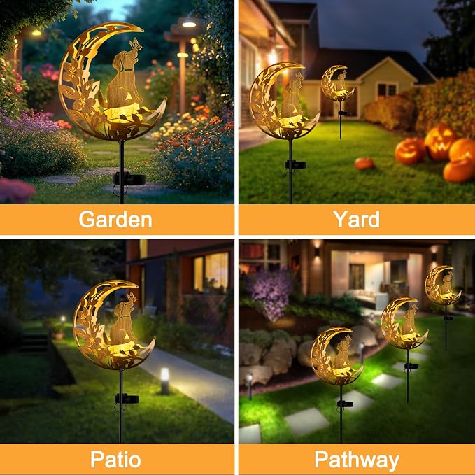 JOBOSI Solar Moon Dog Decorative Light Gifts, Solar Moon Dog Moving Decorative - Image 2