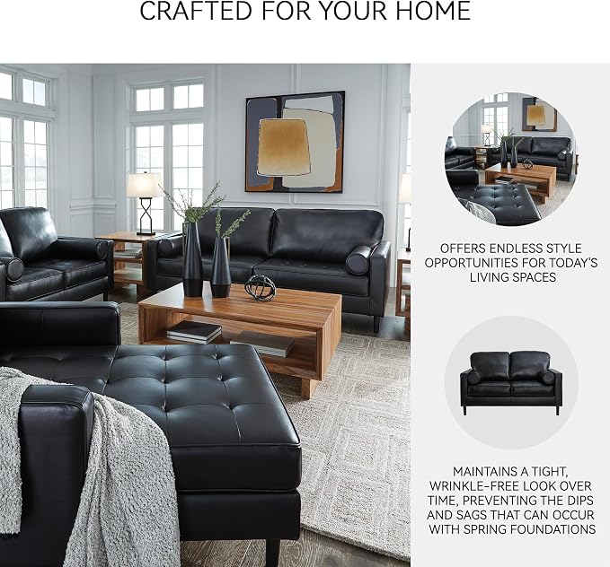 Signature Design by Ashley Bryceview Mid-Century Leather Match Tufted Loveseat - Image 5