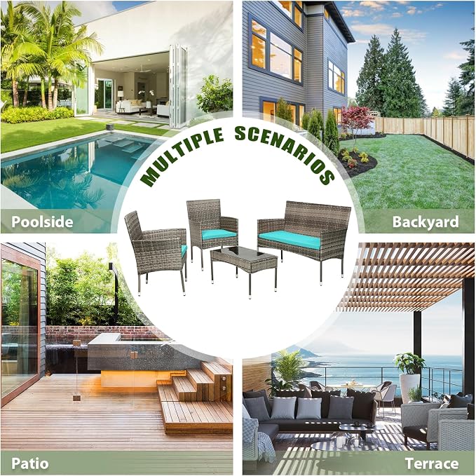 PayLessHere Outdoor Furniture Set 4 Pcs Modular Patio Furniture Set Water - Image 6
