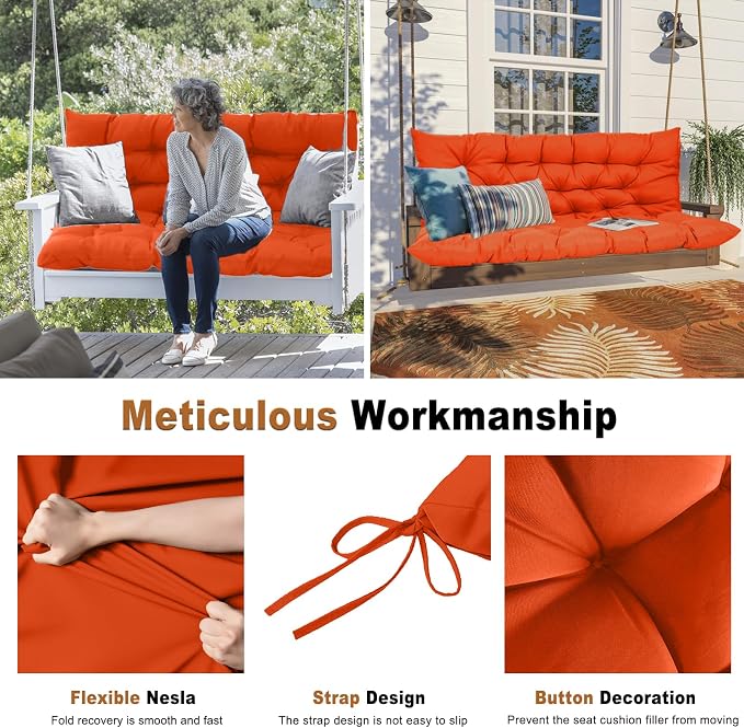 2-3 Seat Swing Replacement Cushion, Outdoor Bench Cushions - Image 4
