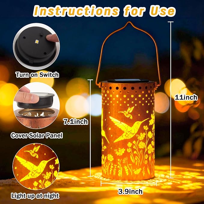 Hummingbird Solar Lanterns Outdoor Waterproof, Birthday Gifts - Image 4