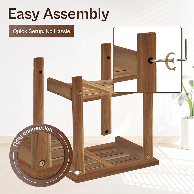 2-Tier Adirondack Side Table – Weather Resistant Wooden End Table, Rectangular - Image 4