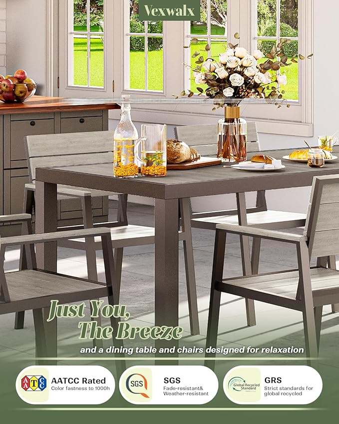 5-Piece Outdoor Dining Set, Aluminum Dining Table Set - Image 5