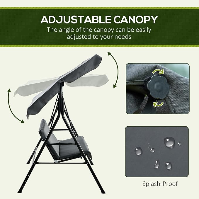 Outsunny 3-Seat Outdoor Patio Swing Chair - Image 3