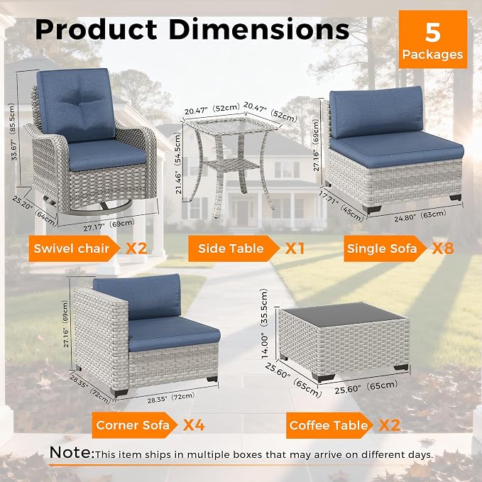 14-Seat Modern Patio Furniture Set - Image 3