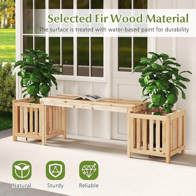 HAPPYGRILL Patio Wooden Bench - Image 6