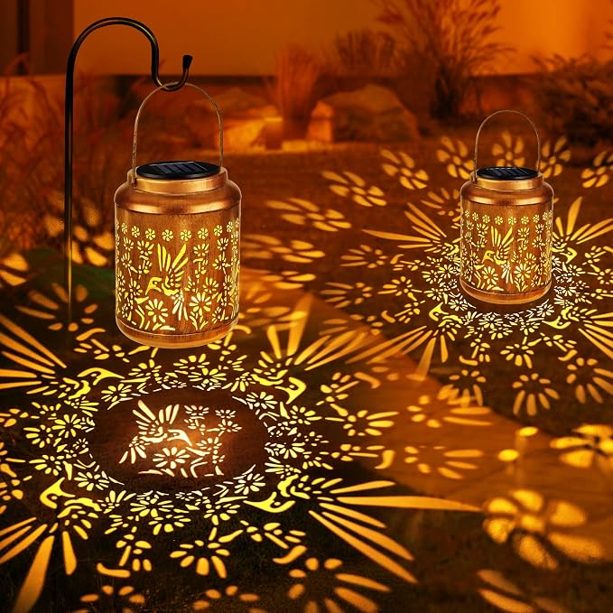 Brizled Hummingbird Solar Lanterns, 2 Pack Outdoor Lanterns Christmas Birthday by Brizled