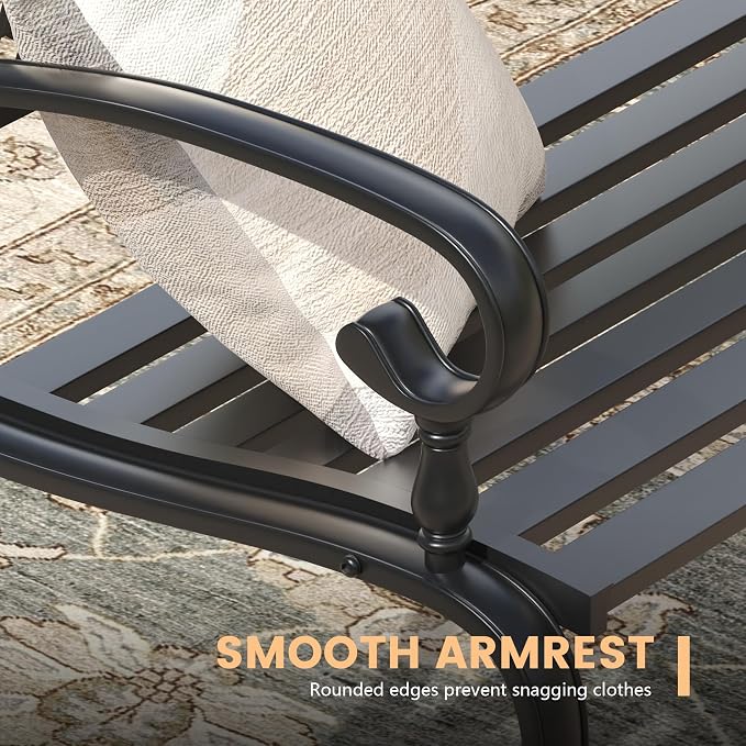 Outdoor Bench, 50.4" Patio Metal Frame Garden Bench - Image 6